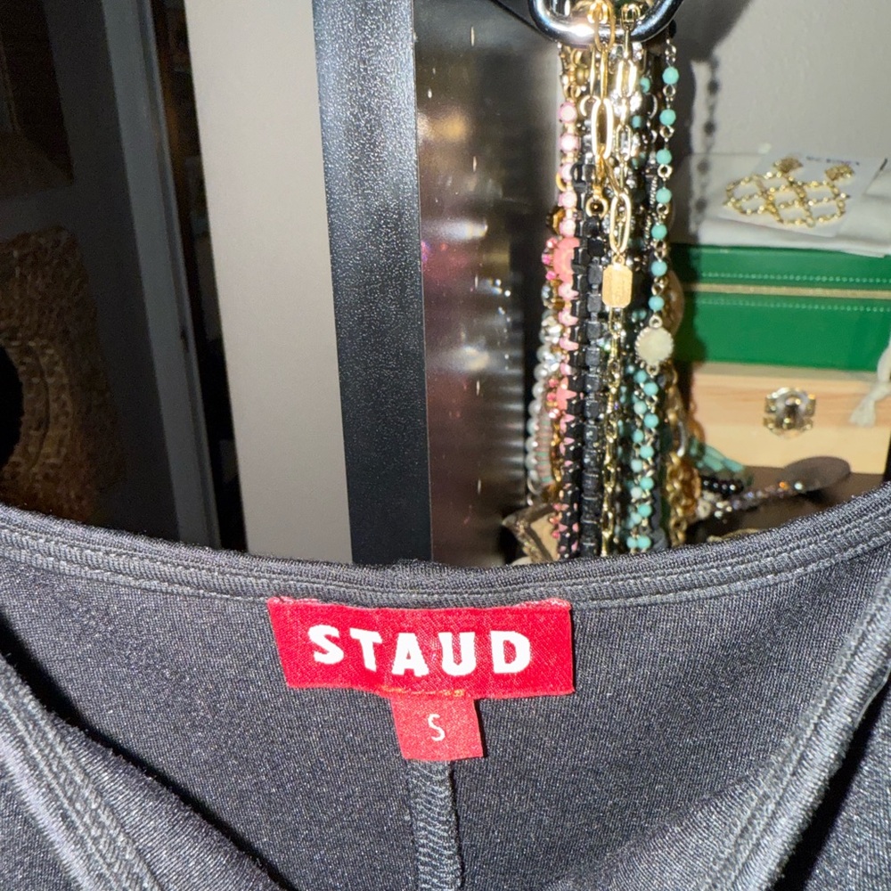 STAUD Black Midi Dress with Button Detail - Picture 3 of 3